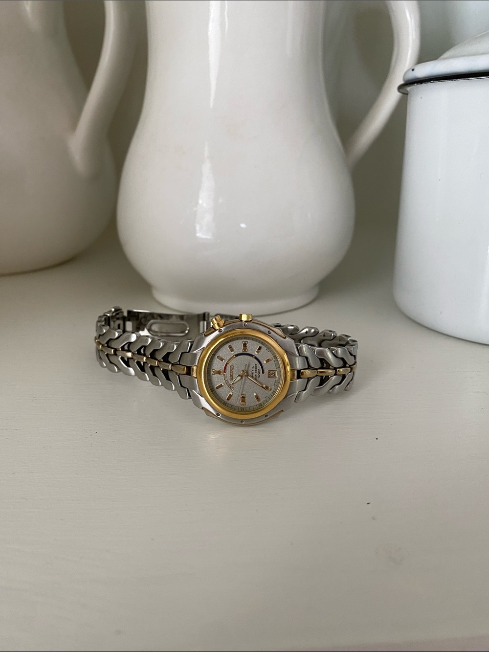 Vintage Watch Marked Seiko Gold-Silver Bracelet Style Self-Winding